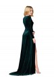 Sweep Train Dark Green Long Sleeves A-Line Black Tie Evening Gown / Prom Dress / Bridesmaid Dress Leeds