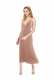 Midi Length Pink Sleeveless A-Line V-Back Prom Dress / Bridesmaid Dress Leeds
