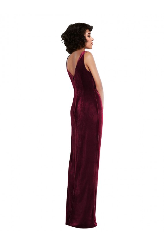 Long Burgundy Sleeveless Sheath Semi Formal Evening Dress / Prom Dress / Bridesmaid Dress Leeds