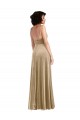 Long Champagne Sleeveless A-Line Low Back Formal Evening Gown / Prom Dress / Bridesmaid Dress Leeds