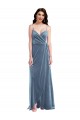Long Dusty Blue Sleeveless A-Line Low Back Semi Formal Evening Dress / Prom Dress / Bridesmaid Dress Leeds