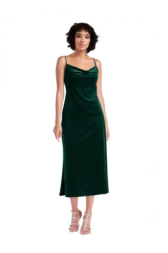 Midi Length Dark Green Sleeveless Sheath Open Back Black Tie Evening Gown / Prom Dress / Bridesmaid Dress Leeds