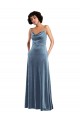 Long Dusty Blue Sleeveless Sheath Open Back Semi Formal Evening Dress / Prom Dress / Bridesmaid Dress Leeds