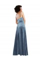 Long Dusty Blue Sleeveless Sheath Open Back Semi Formal Evening Dress / Prom Dress / Bridesmaid Dress Leeds