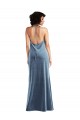 Long Dusty Blue Sleeveless Sheath V-Back Bridesmaid Dress / Evening Dress Leeds