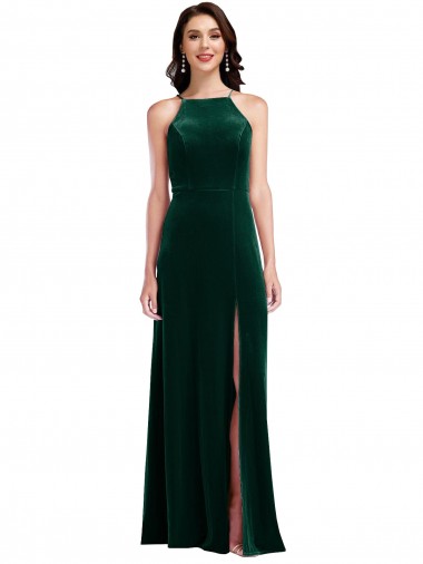Long Dark Green Sleeveless A-Line Semi Formal Evening Dress / Prom Dress / Bridesmaid Dress Leeds