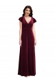 Long Burgundy Flutter Sleeves A-Line Semi Formal Evening Dress / Prom Dress / Bridesmaid Dress Leeds