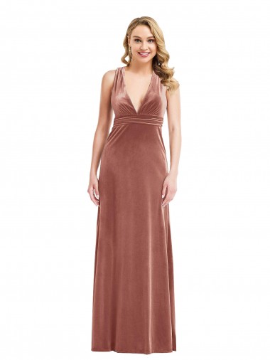 Long Cinnamon Rose Sleeveless A-Line Open Back Bridesmaid Dress / Evening Dress Leeds