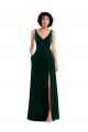 Long Dark Green Sleeveless A-Line V-Back Bridesmaid Dress / Evening Dress Leeds
