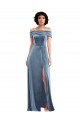 Long Dusty Blue Sleeveless A-Line Semi Formal Evening Dress / Prom Dress / Bridesmaid Dress Leeds