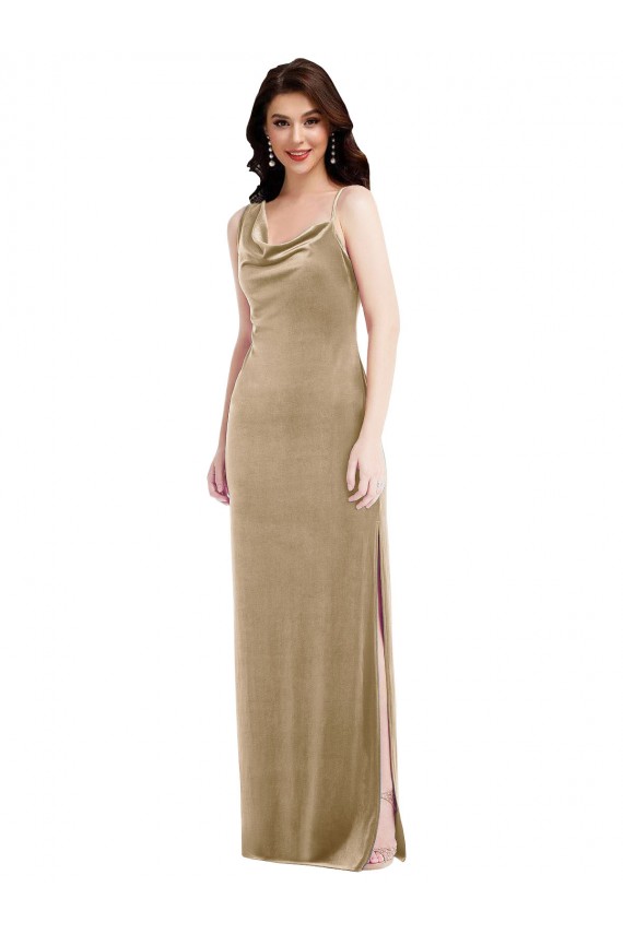 Long Champagne Sleeveless Sheath Black Tie Evening Gown / Prom Dress / Bridesmaid Dress Leeds