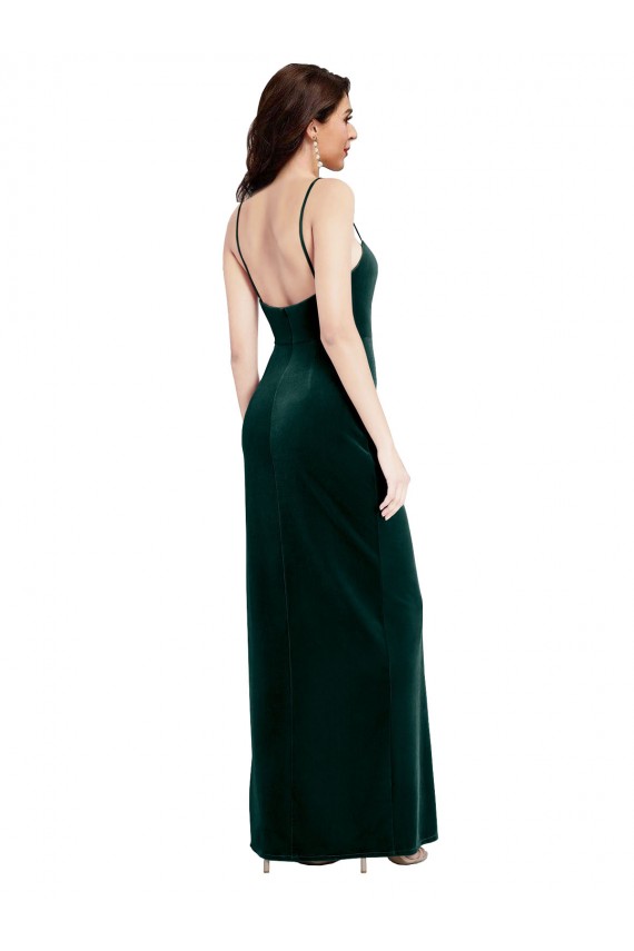 Long Dark Green Sleeveless Sheath Low Back Prom Dress / Bridesmaid Dress Leeds