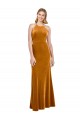 Long Gold Sleeveless A-Line Open Back Stretch Velvet Formal Evening Gown / Prom Dress / Bridesmaid Dress Leeds