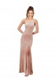 Long Pink Sleeveless Sheath Front Slit Black Tie Evening Gown / Prom Dress / Bridesmaid Dress Leeds