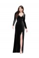 Long Black Long Sleeves Column V-Back Formal Evening Gown / Prom Dress / Bridesmaid Dress Leeds