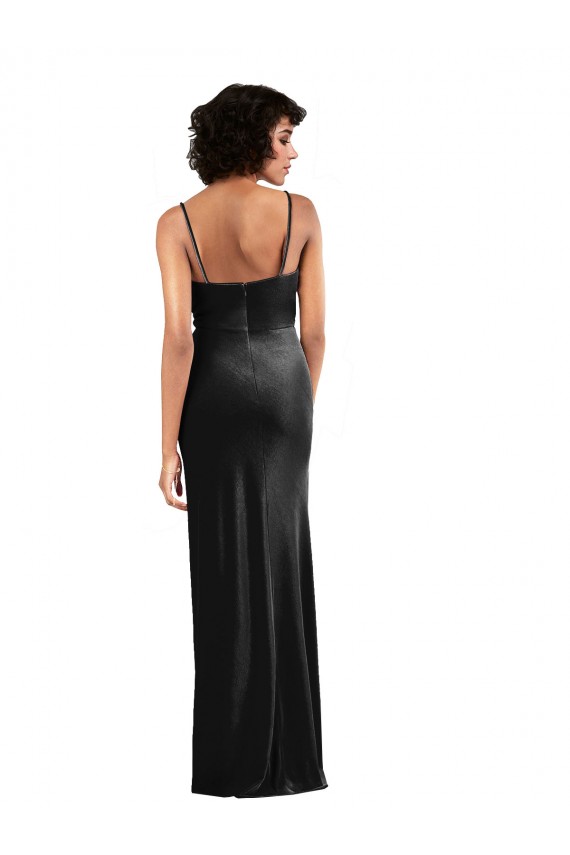 Long Black Sleeveless Column Low Back Black Tie Evening Gown / Prom Dress / Bridesmaid Dress Leeds