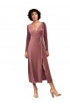 Midi Length Cinnamon Rose Long Sleeves A-Line Black Tie Prom Dress / Bridesmaid Dress Leeds