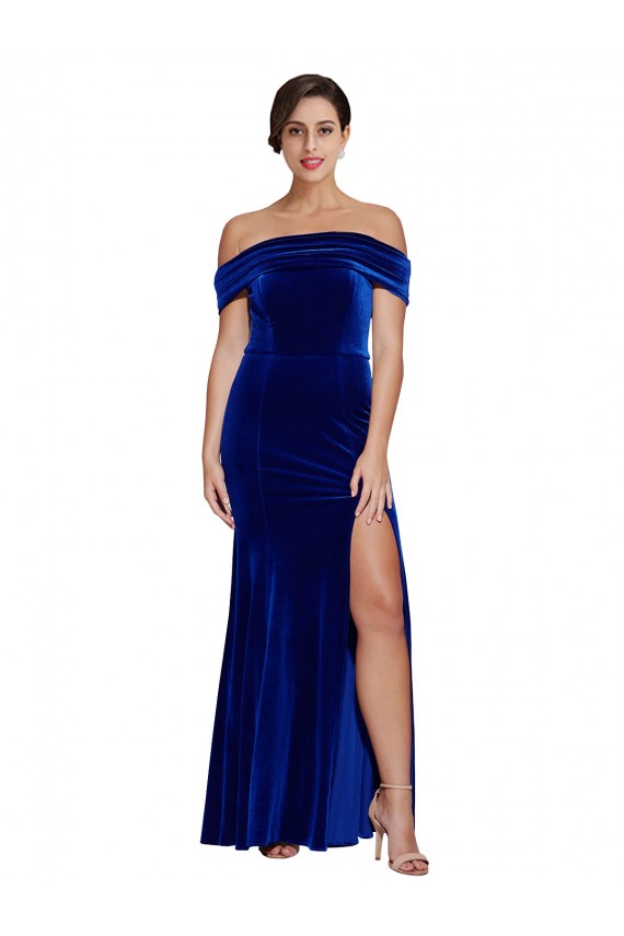 Long Royal Blue Sleeveless Mermaid Side Slit Formal Evening Gown / Prom Dress / Bridesmaid Dress Leeds