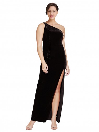 Long Black Sleeveless Sheath Stretch Velvet Formal Evening Gown / Prom Dress / Bridesmaid Dress Leeds