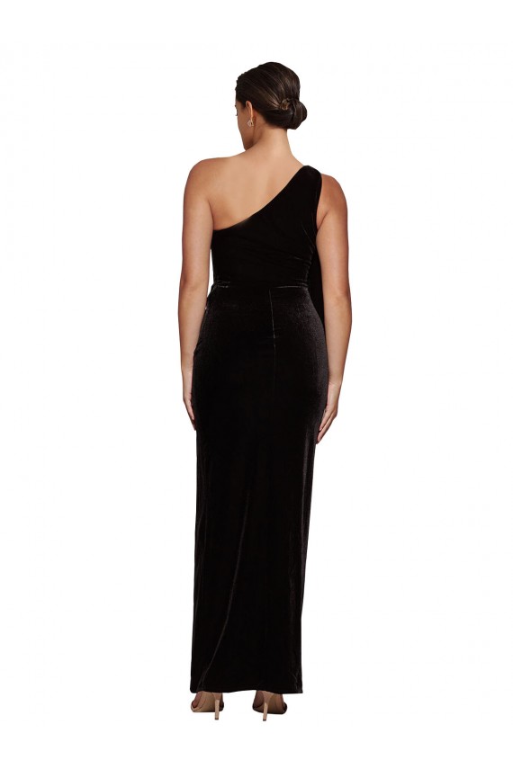 Long Black Sleeveless Sheath Stretch Velvet Formal Evening Gown / Prom Dress / Bridesmaid Dress Leeds