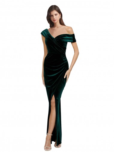 Long Dark Green Sleeveless Sheath High Low Evening Gown / Prom Dress / Bridesmaid Dress Leeds
