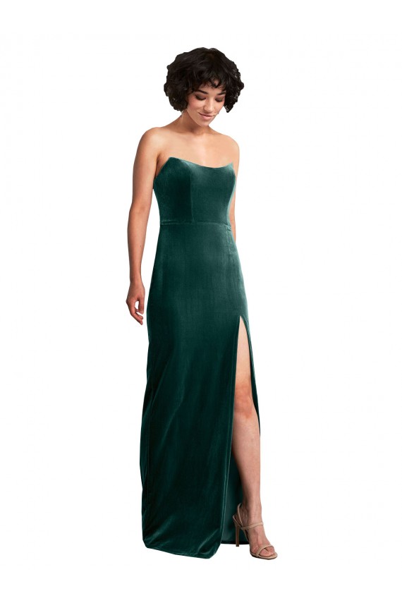 Long Dark Green Sleeveless Sheath Low Back Black Tie Evening Gown / Prom Dress / Bridesmaid Dress Leeds