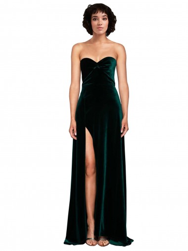 Sweep Train Dark Green Sleeveless A-Line Low Back Semi Formal Evening Dress / Prom Dress / Bridesmaid Dress Leeds